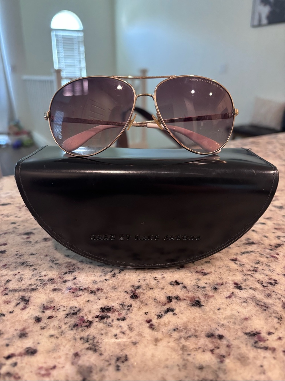 Marc by Marc Jacobs Aviator Sunglasses in Gold Frame with Brown Gradient Lenses